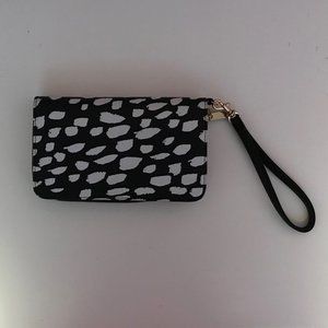 Womens Black White Spotted Clutch Purse Cardholder